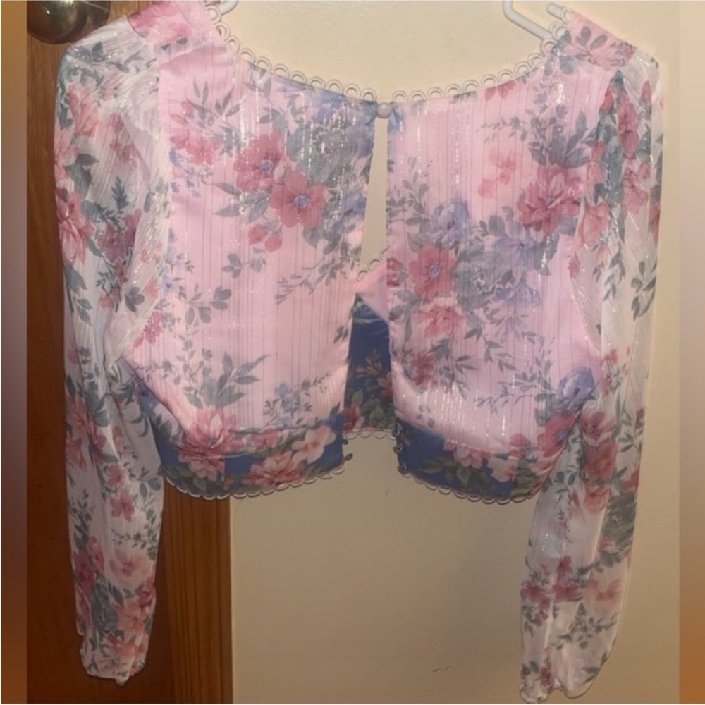 Floral Sheer Long Sleeve Top - Picture 3 of 3